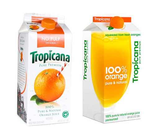 Tropicana orange juice brand refresh and package design.